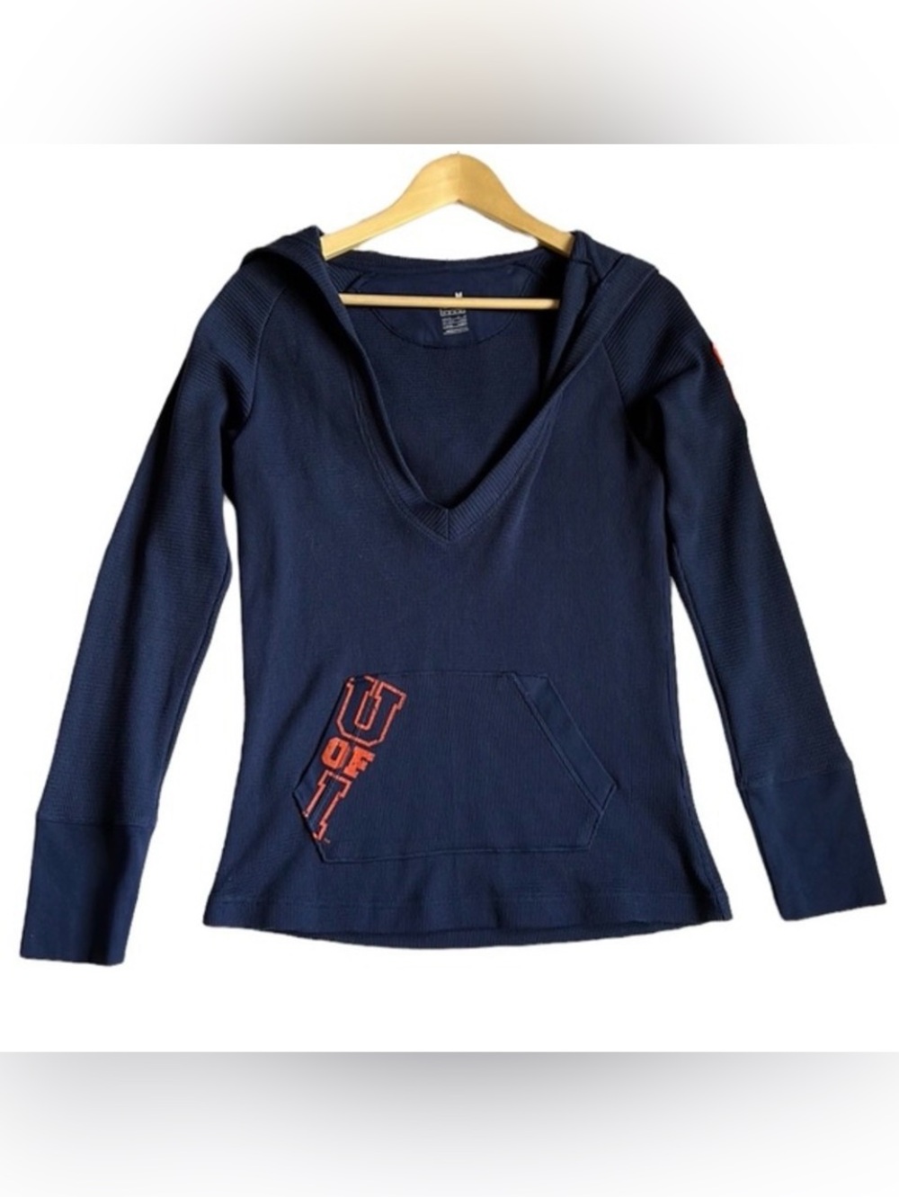 Nike Navy Waffle Knit Hoodie with Orange U of I Logo Accent